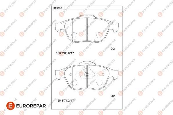 EUROREPAR 1681286380 - Kit pastiglie freno, Freno a disco autozon.pro