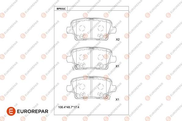 EUROREPAR 1681281780 - Kit pastiglie freno, Freno a disco autozon.pro