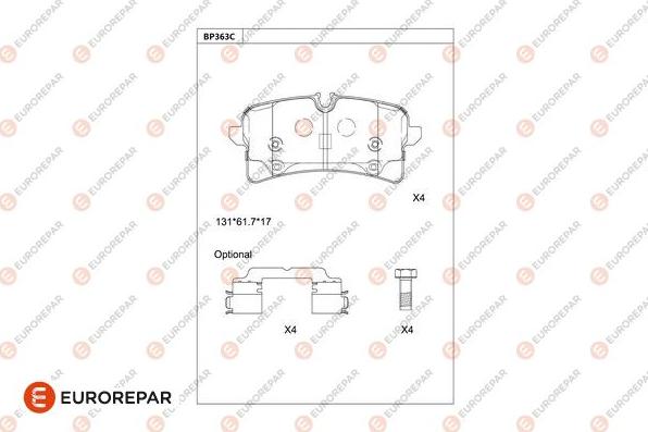 EUROREPAR 1681282480 - Kit pastiglie freno, Freno a disco autozon.pro