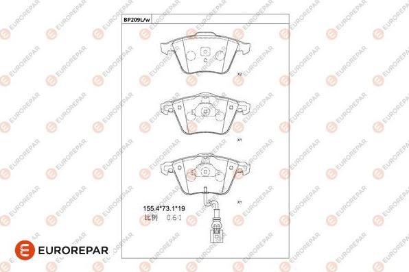 EUROREPAR 1681287980 - Kit pastiglie freno, Freno a disco autozon.pro