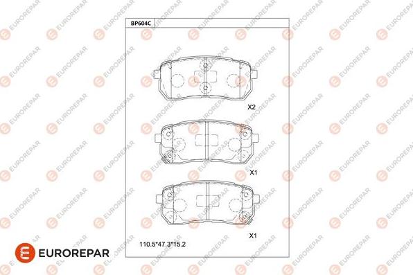 EUROREPAR 1681236180 - Kit pastiglie freno, Freno a disco autozon.pro