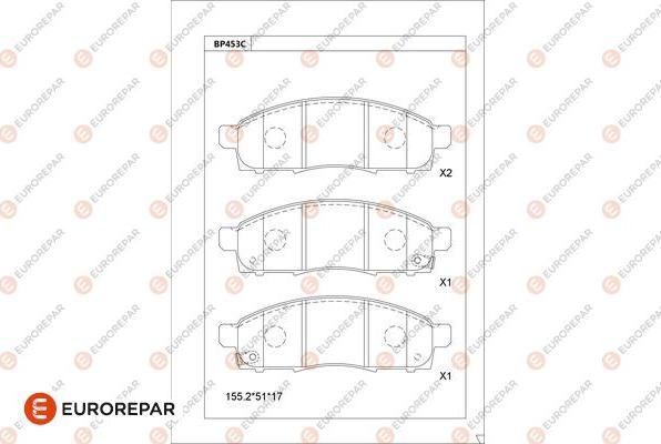 EUROREPAR 1681236380 - Kit pastiglie freno, Freno a disco autozon.pro