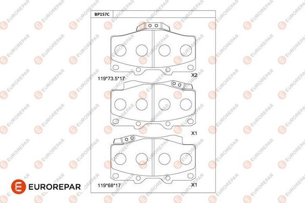 EUROREPAR 1681236780 - Kit pastiglie freno, Freno a disco autozon.pro