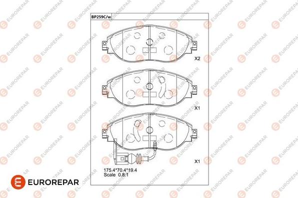 EUROREPAR 1681230480 - Kit pastiglie freno, Freno a disco autozon.pro