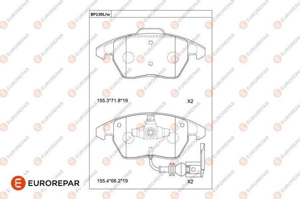 EUROREPAR 1681230680 - Kit pastiglie freno, Freno a disco autozon.pro