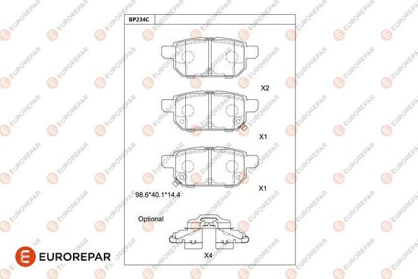 EUROREPAR 1681230780 - Kit pastiglie freno, Freno a disco autozon.pro