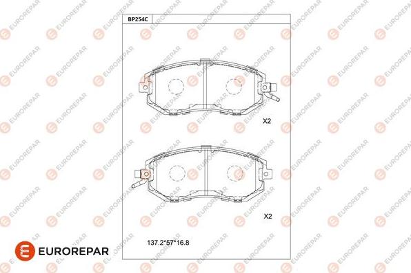 EUROREPAR 1681231080 - Kit pastiglie freno, Freno a disco autozon.pro