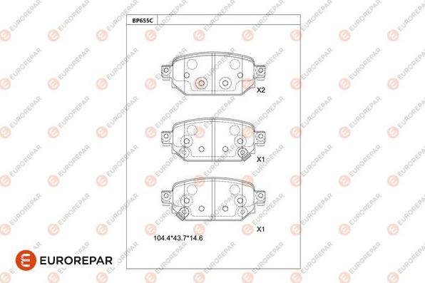 EUROREPAR 1681238580 - Kit pastiglie freno, Freno a disco autozon.pro