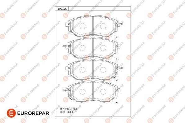 EUROREPAR 1681233480 - Kit pastiglie freno, Freno a disco autozon.pro