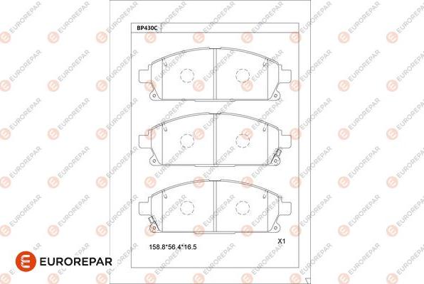 EUROREPAR 1681233380 - Kit pastiglie freno, Freno a disco autozon.pro