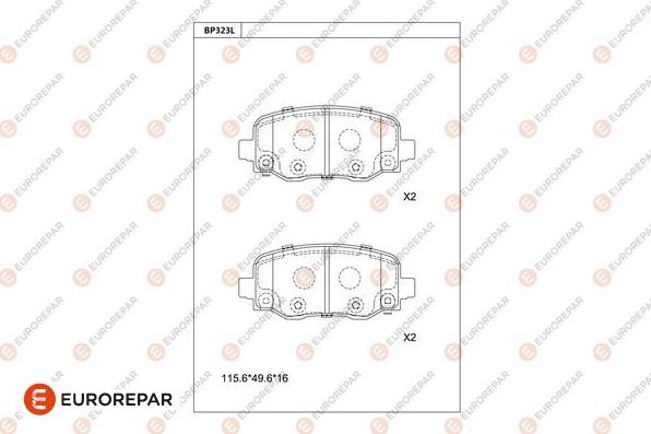 EUROREPAR 1681232980 - Kit pastiglie freno, Freno a disco autozon.pro