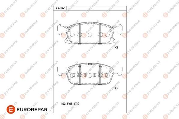 EUROREPAR 1681237980 - Kit pastiglie freno, Freno a disco autozon.pro