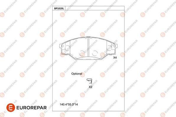 EUROREPAR 1681237580 - Kit pastiglie freno, Freno a disco autozon.pro