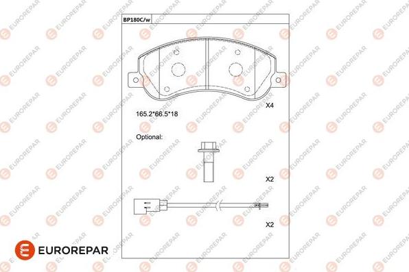 EUROREPAR 1681229180 - Kit pastiglie freno, Freno a disco autozon.pro