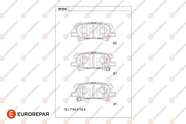 EUROREPAR 1681229780 - Kit pastiglie freno, Freno a disco autozon.pro