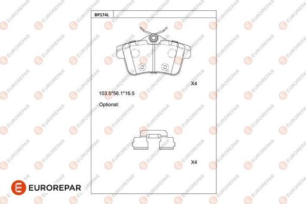 EUROREPAR 1681224180 - Kit pastiglie freno, Freno a disco autozon.pro