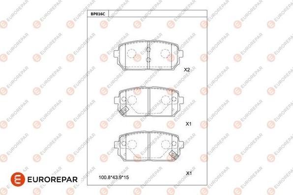 EUROREPAR 1681225180 - Kit pastiglie freno, Freno a disco autozon.pro