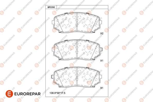 EUROREPAR 1681225280 - Kit pastiglie freno, Freno a disco autozon.pro