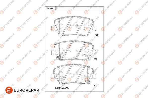 EUROREPAR 1681225780 - Kit pastiglie freno, Freno a disco autozon.pro