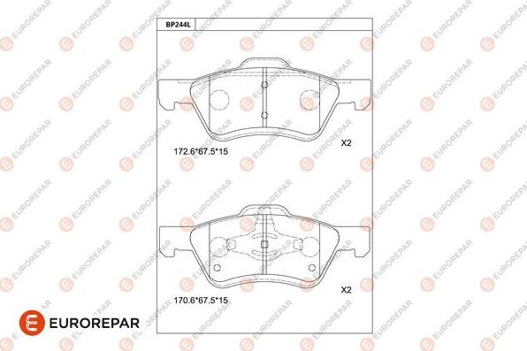 EUROREPAR 1681226280 - Kit pastiglie freno, Freno a disco autozon.pro