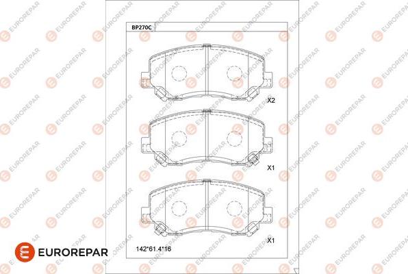 EUROREPAR 1681221480 - Kit pastiglie freno, Freno a disco autozon.pro