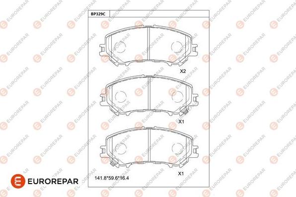 EUROREPAR 1681221380 - Kit pastiglie freno, Freno a disco autozon.pro