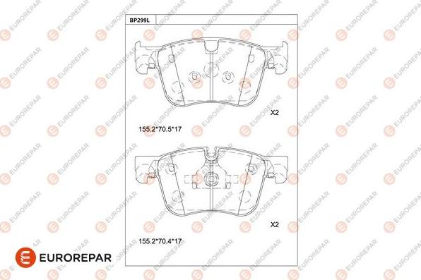 EUROREPAR 1681228580 - Kit pastiglie freno, Freno a disco autozon.pro