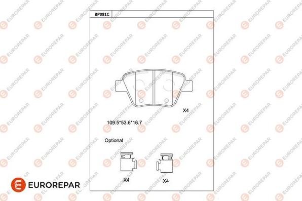 EUROREPAR 1681228380 - Kit pastiglie freno, Freno a disco autozon.pro