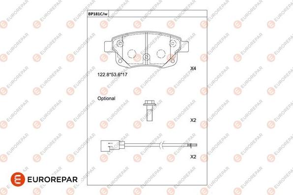 EUROREPAR 1681222580 - Kit pastiglie freno, Freno a disco autozon.pro