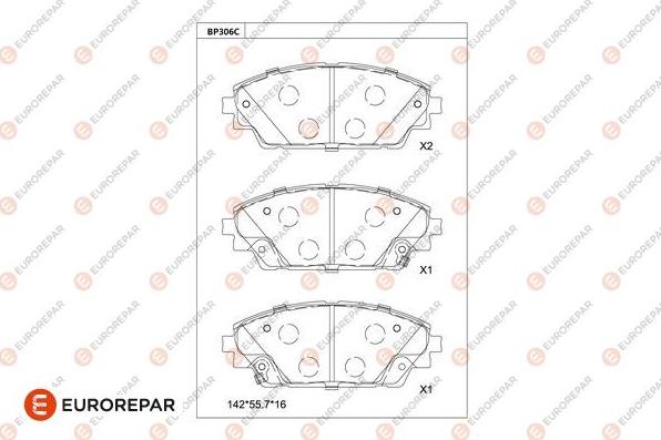 EUROREPAR 1681222280 - Kit pastiglie freno, Freno a disco autozon.pro