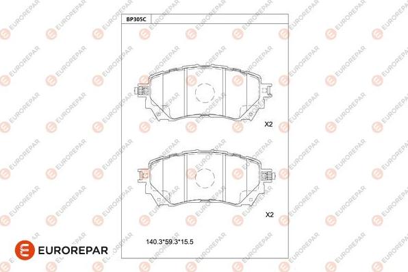 EUROREPAR 1681227180 - Kit pastiglie freno, Freno a disco autozon.pro