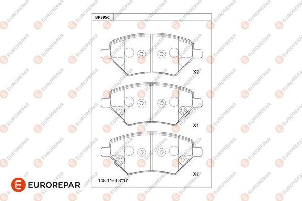 EUROREPAR 1681279480 - Kit pastiglie freno, Freno a disco autozon.pro