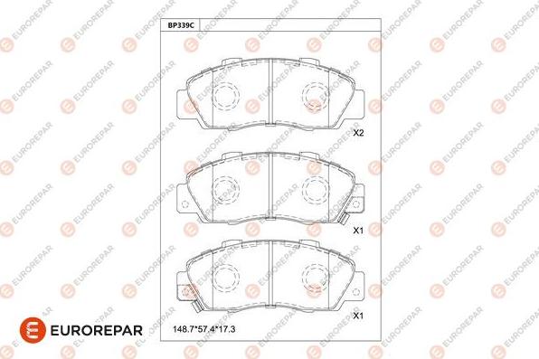 EUROREPAR 1681274980 - Kit pastiglie freno, Freno a disco autozon.pro