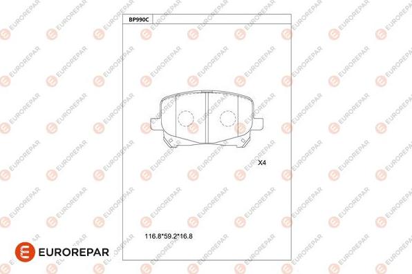 EUROREPAR 1681274280 - Kit pastiglie freno, Freno a disco autozon.pro