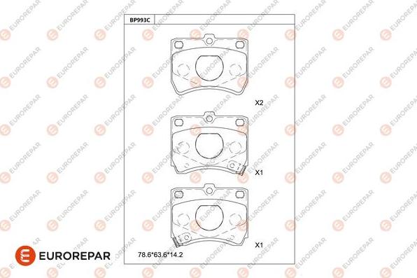 EUROREPAR 1681275280 - Kit pastiglie freno, Freno a disco autozon.pro