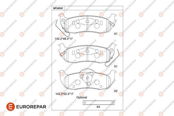 EUROREPAR 1681276680 - Kit pastiglie freno, Freno a disco autozon.pro