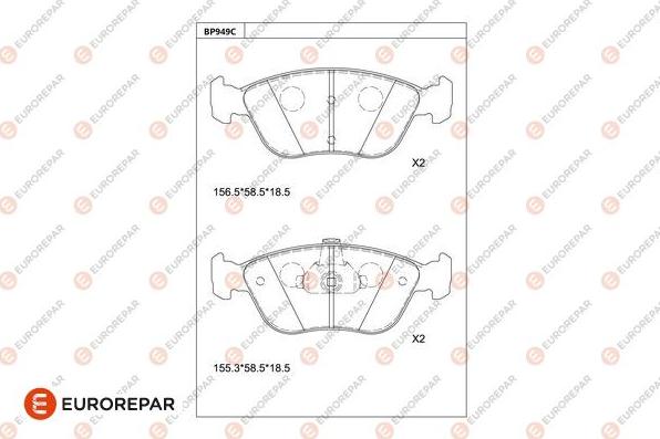 EUROREPAR 1681276880 - Kit pastiglie freno, Freno a disco autozon.pro