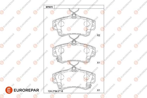 EUROREPAR 1681273080 - Kit pastiglie freno, Freno a disco autozon.pro