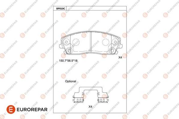 EUROREPAR 1681273280 - Kit pastiglie freno, Freno a disco autozon.pro