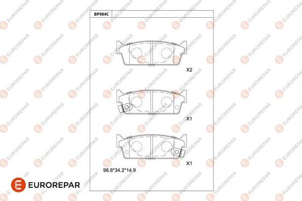 EUROREPAR 1681272380 - Kit pastiglie freno, Freno a disco autozon.pro