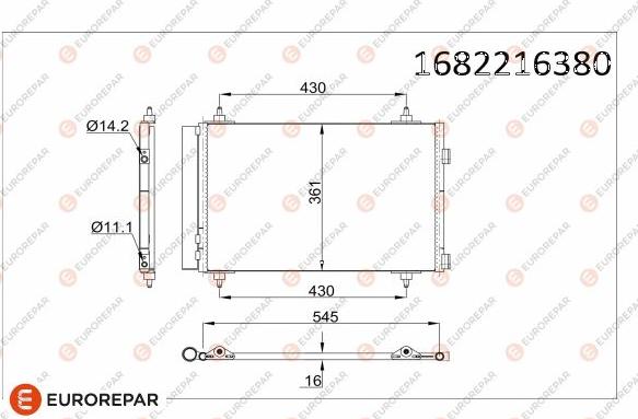 EUROREPAR 1682216380 - Condensatore, Climatizzatore autozon.pro