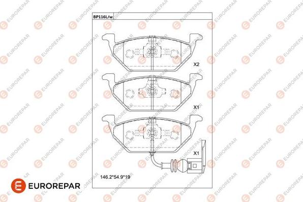 EUROREPAR 1677811980 - Kit pastiglie freno, Freno a disco autozon.pro