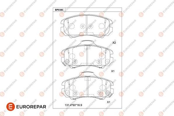 EUROREPAR 1677812680 - Kit pastiglie freno, Freno a disco autozon.pro