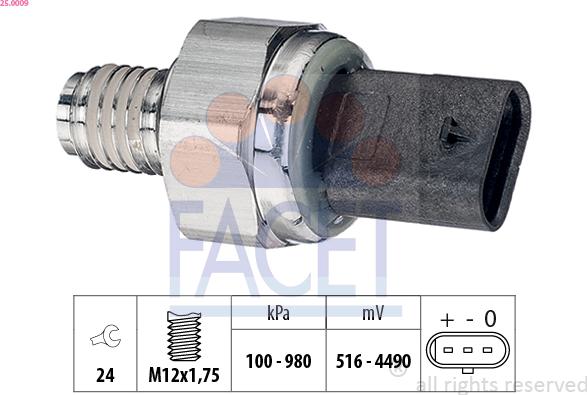 FACET 25.0009 - Sensore, Pressione olio autozon.pro