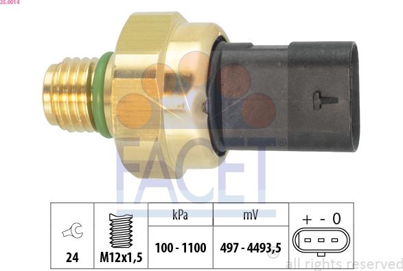 FACET 25.0014 - Sensore, Pressione olio autozon.pro