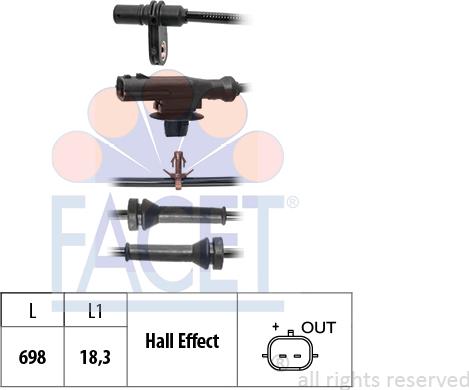 FACET 210.251 - Sensore, N° giri ruota autozon.pro