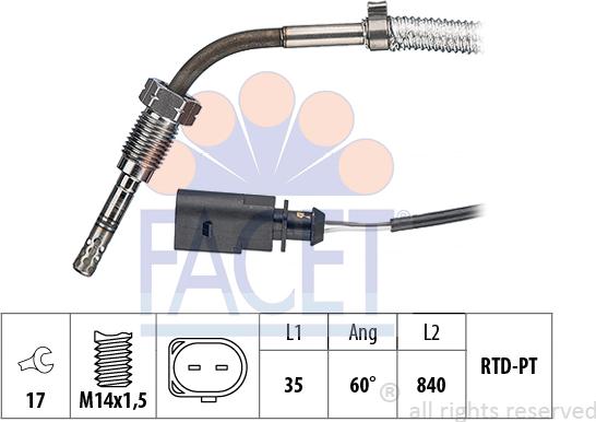 FACET 22.0099 - Sensore, Temperatura gas scarico autozon.pro