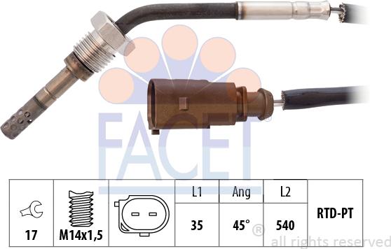 FACET 22.0095 - Sensore, Temperatura gas scarico autozon.pro