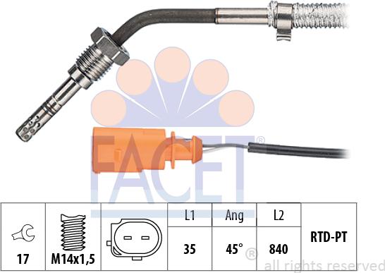 FACET 22.0096 - Sensore, Temperatura gas scarico autozon.pro