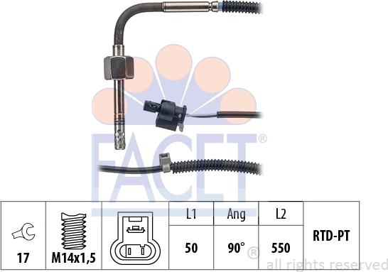 FACET 22.0091 - Sensore, Temperatura gas scarico autozon.pro